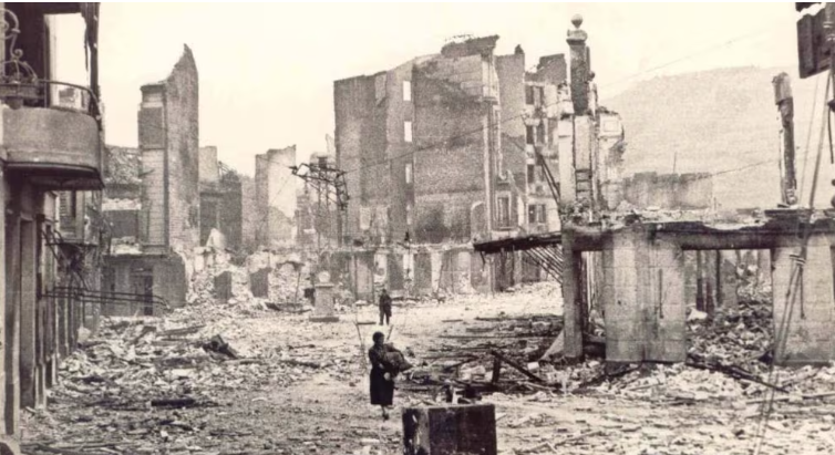 Guernica in 1937 after German and Italian bombing