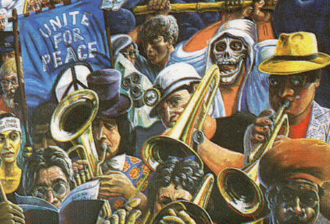 Hackney Peace Carnival Mural close-up