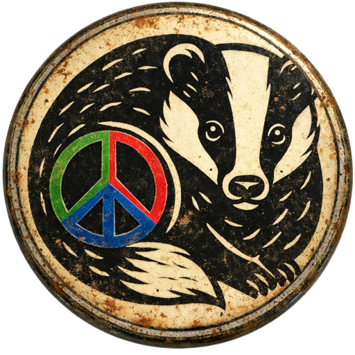 Rusted Badger Peace Badge